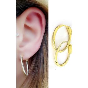 Oseshop İtalyan 925 Ayar Gümüş Üzerine Altın Kaplama Zirkon Taş Detaylı Burgu Küpe