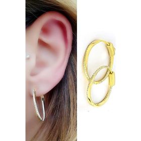 Oseshop İtalyan 925 Ayar Gümüş Üzerine Altın Kaplama Zirkon Taş Detaylı Burgu Küpe