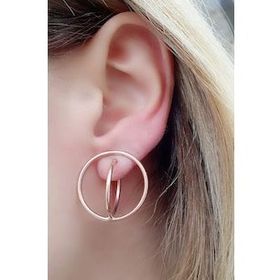 Oseshop İtalyan 925 Ayar Gümüş Üzerine Rose Altın Kaplama Tasarım Trend Küpe