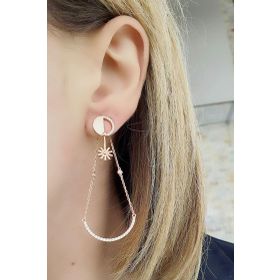 Oseshop İtalyan 925 Ayar Gümüş Üzerine Rose Altın Kaplama Tasarım Trend Küpe
