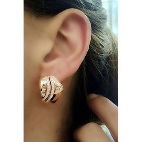 Oseshop İtalyan 925 Ayar Gümüş Zirkon Taş Detaylı Lüks Küpe