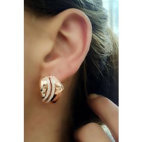 Oseshop İtalyan 925 Ayar Gümüş Zirkon Taş Detaylı Lüks Küpe