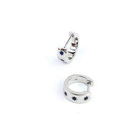 Oseshop İtalyan Lacivert Zirkon Taşlı 925 Ayar Gümüş Trend Küpe