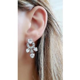 Oseshop İtalyan Pırlanta Işıltısında Zirkon Taşlı 925 Ayar Gümüş Lüks Küpe