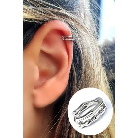 Oseshop İtalyan Tasarımı 925 Ayar Gümüş Minimal Tek Halka Küpe