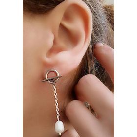 Oseshop İtalyan Tasarımı 925 Ayar Gümüş Tasarım İnci Küpe