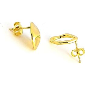 Oseshop İtalyan Tasarımı 925 Ayar Gümüş Üzerine Altın Kaplama Asimetrik Küpe