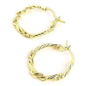 Oseshop İtalyan Tasarımı 925 Ayar Gümüş Üzerine Altın Kaplama Halat Sarmal Trend Halka Küpe