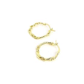 Oseshop İtalyan Tasarımı 925 Ayar Gümüş Üzerine Altın Kaplama Halat Sarmal Trend Halka Küpe
