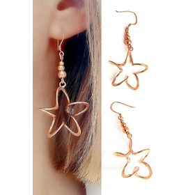 Oseshop İtalyan Tasarımı 925 Ayar Gümüş Üzerine Rose Altın Kaplama Tasarım Çiçek Küpe
