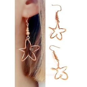 Oseshop İtalyan Tasarımı 925 Ayar Gümüş Üzerine Rose Altın Kaplama Tasarım Çiçek Küpe