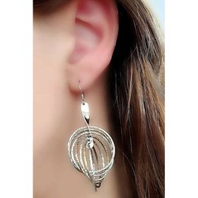 Oseshop İtalyan Tasarımı Altın İşçiliğinde 925 Ayar Gümüş Küpe