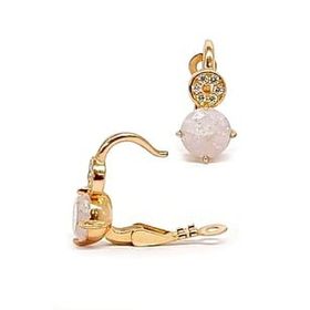 Oseshop İtalyan Tasarimi Beyaz Rock Kuvars Taşlı 925 Ayar Gümüş Rose Küpe