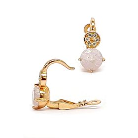 Oseshop İtalyan Tasarimi Beyaz Rock Kuvars Taşlı 925 Ayar Gümüş Rose Küpe