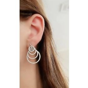 Oseshop Italyan Tasarımı Zirkon Taşlı 925 Ayar Gümüş Lüks Küpe