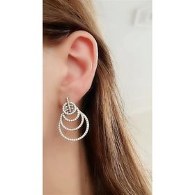 Oseshop Italyan Tasarımı Zirkon Taşlı 925 Ayar Gümüş Lüks Küpe
