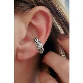 Oseshop İtalyan Tasarımı Zirkon Taşlı 925 Ayar Gümüş Sıkıştırmalı Kıkırdak Küpe