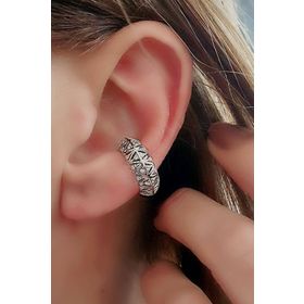 Oseshop İtalyan Tasarımı Zirkon Taşlı 925 Ayar Gümüş Sıkıştırmalı Kıkırdak Küpe