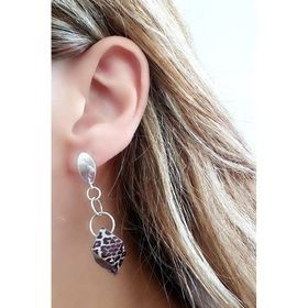 Oseshop Mineli Leopar Desenli 925 Ayar Gümüş İtalyan Lüks Küpe