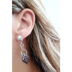 Oseshop Mineli Leopar Desenli 925 Ayar Gümüş İtalyan Lüks Küpe