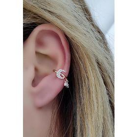 Oseshop Pırlanta Parlaklığında Zirkon Taşlı 925 Ayar Gümüş İtalyan Sıkıştırmalı Kıkırdak Earcuff Küpesi