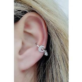 Oseshop Pırlanta Parlaklığında Zirkon Taşlı 925 Ayar Gümüş İtalyan Sıkıştırmalı Kıkırdak Earcuff Küpesi