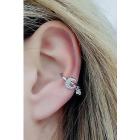 Oseshop Pırlanta Parlaklığında Zirkon Taşlı 925 Ayar Gümüş İtalyan Sıkıştırmalı Kıkırdak Earcuff Küpesi