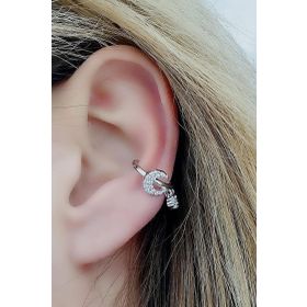 Oseshop Pırlanta Parlaklığında Zirkon Taşlı 925 Ayar Gümüş İtalyan Sıkıştırmalı Kıkırdak Earcuff Küpesi