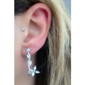 Oseshop Pırlanta Parlaklığında Zirkon Taşlı 925 Ayar Gümüş İtalyan Tasarım Şık Küpe