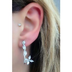 Oseshop Pırlanta Parlaklığında Zirkon Taşlı 925 Ayar Gümüş İtalyan Tasarım Şık Küpe