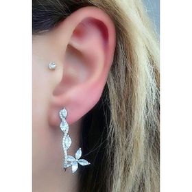 Oseshop Pırlanta Parlaklığında Zirkon Taşlı 925 Ayar Gümüş İtalyan Tasarım Şık Küpe