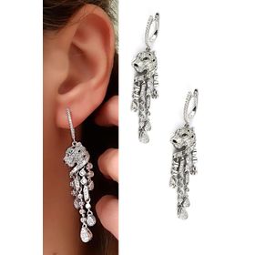 Oseshop Pırlanta Parlaklığında Zirkon Taşlı 925 Ayar Gümüş ıtalyan tasarımı Kaplan Küpe