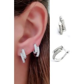 Oseshop Pırlanta Parlaklığında Zirkon Taşlı 925 Ayar Gümüş ıtalyan tasarımı Küpe