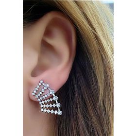 Oseshop Pırlanta Parlaklığında Zirkon Taşlı 925 Ayar Gümüş ıtalyan tasarımı Küpe