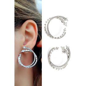 Oseshop Pırlanta Parlaklığında Zirkon Taşlı 925 Ayar Gümüş İtalyan Tasarımı Şık Exclusive Küpe