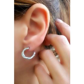 Oseshop Pırlanta Parlaklığında Zirkon Taşlı 925 Ayar Gümüş İtalyan Tasarımı Spiral Küpe