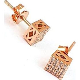 Oseshop Pırlanta Parlaklığında Zirkon Taşlı 925 Ayar Gümüş Minimal Kare Küpe