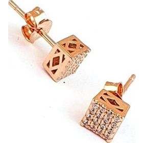 Oseshop Pırlanta Parlaklığında Zirkon Taşlı 925 Ayar Gümüş Minimal Kare Küpe