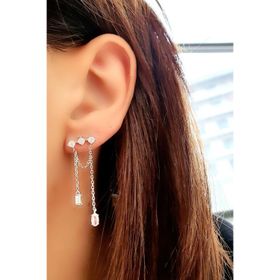 Oseshop Pırlanta Parlaklığında Zirkon Taşlı 925 Ayar Gümüş Sallantılı Küpe