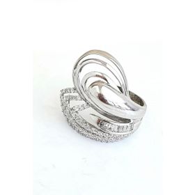 Oseshop Pırlanta Parlaklığında Zirkon Taşlı 925 Ayar Gümüş Tasarım İtalyan Yüzük