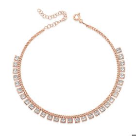 Oseshop Taşlı 925 Ayar Gümüş Rose Halhal