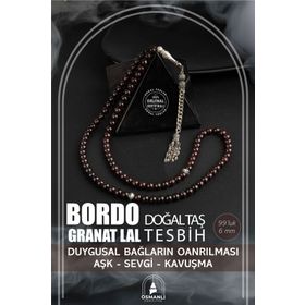 Osmanlı Doğaltaş Bordo Granat Lal Doğal Taş 99luk - 6 mm Tesbih