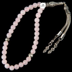 Osmanlı Doğaltaş Pembe Kuvars Gül Kuvars Doğal Taş 33lük - 6 mm Tesbih