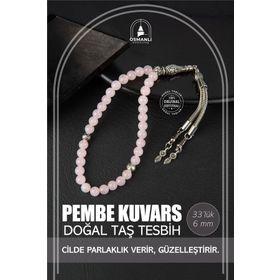 Osmanlı Doğaltaş Pembe Kuvars Gül Kuvars Doğal Taş 33lük - 6 mm Tesbih