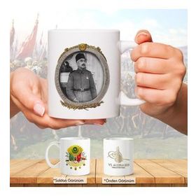 Osmanlı Padişahları Serisi - Vı. Mehmed - Fotoğrafı ve Tuğrası - Arma - Renkli Baskılı Kupa Bardak