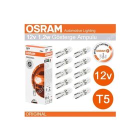Osram 12V T5 1.2 Watt 10 Adet Ampul Gösterge Göğüs Ampulü