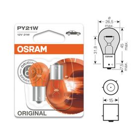 Osram 2'li Set 7507 Py21W 12 V 21 W 93 Sinyal Sarı Amber Ampul