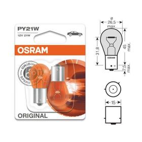 Osram 2'li Set 7507 Py21W 12 V 21 W 93 Sinyal Sarı Amber Ampul