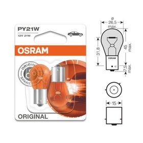Osram 2'li Set 7507 Py21W 12 V 21 W 93 Sinyal Sarı Amber Ampul