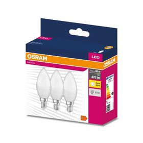 Osram B404 E-14 Led Value Classic 4.9W Sarı Işık Duy 3'lü Mum Ampul